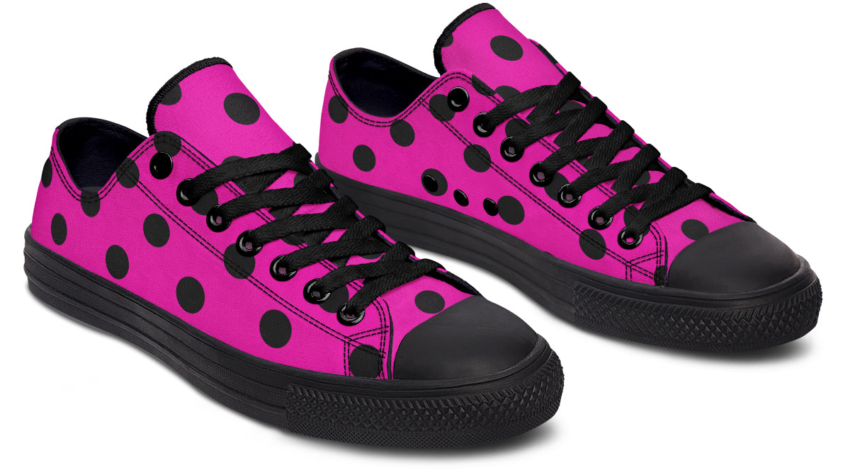 Pretty In Pink Polka Dot Low Tops (Wide)