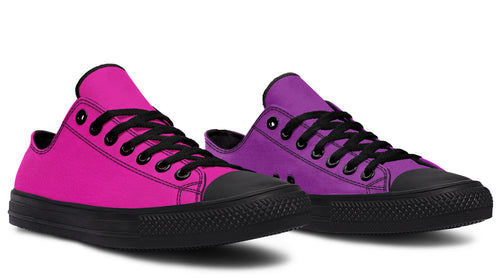 Purple And Pink Mismatched Low Tops - Offbeat Sweetie