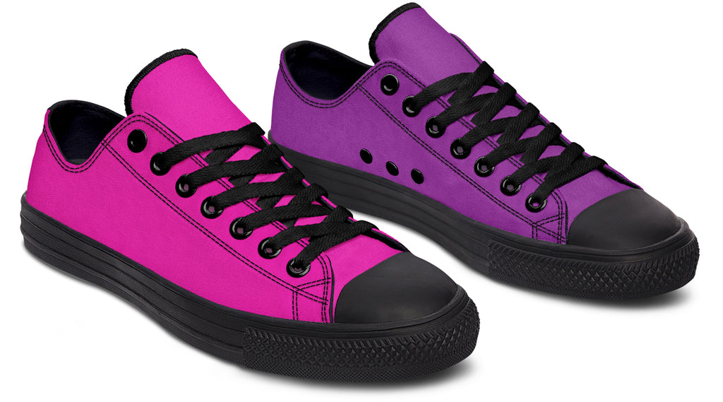 Purple And Pink Mismatched Low Tops - Offbeat Sweetie