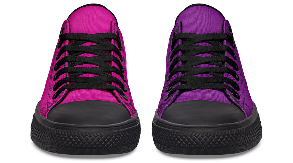 Purple And Pink Mismatched Low Tops - Offbeat Sweetie