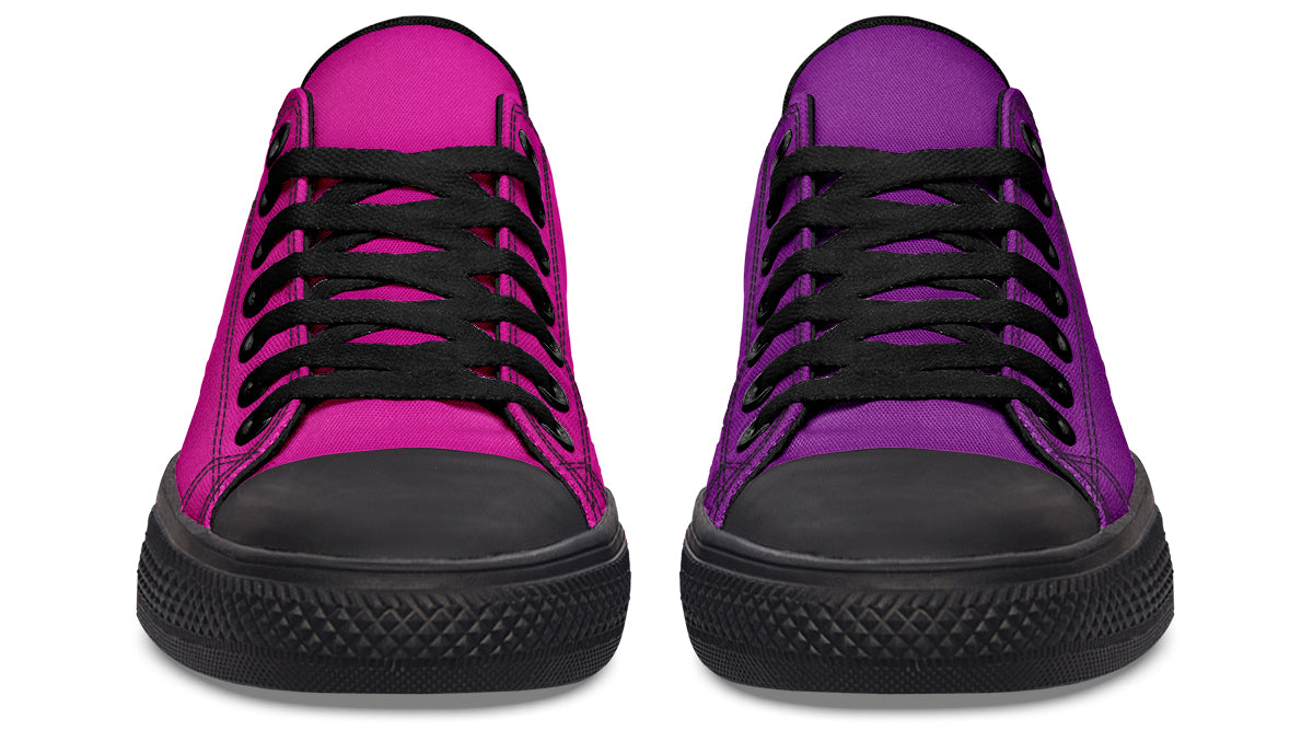 Purple And Pink Mismatched Low Tops - Offbeat Sweetie