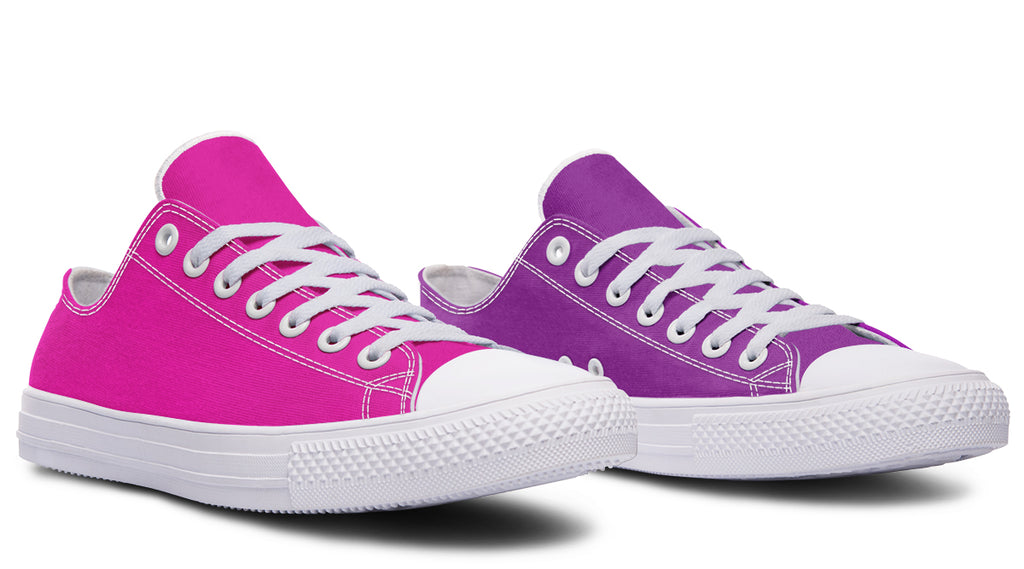 Purple And Pink Mismatched Low Tops - Offbeat Sweetie