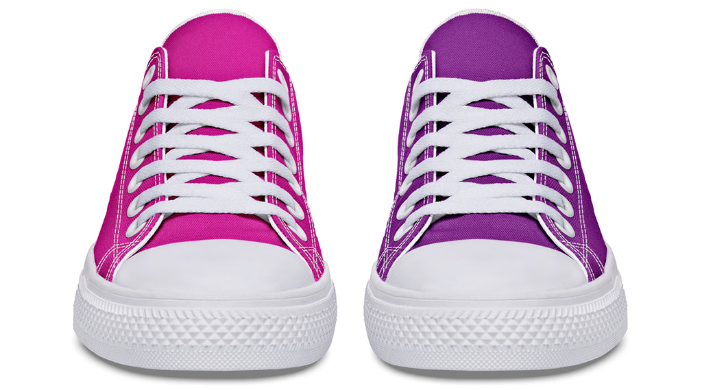 Purple And Pink Mismatched Low Tops - Offbeat Sweetie