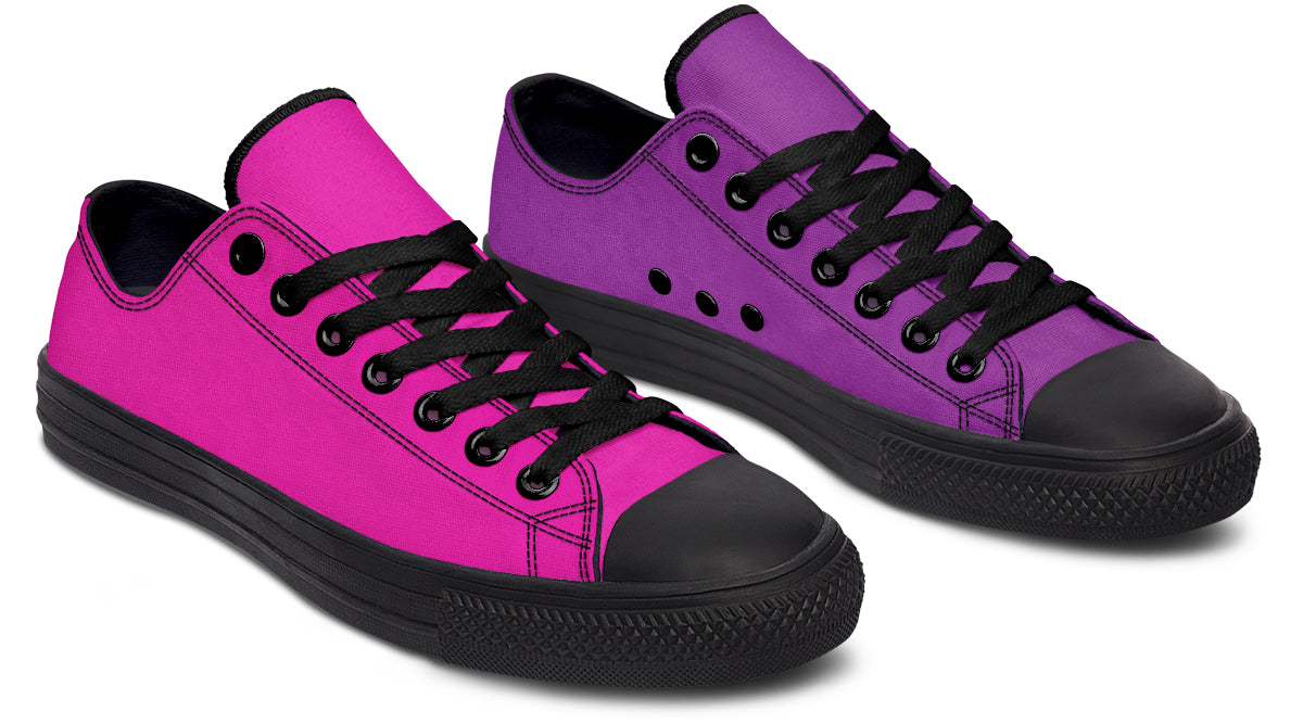 Purple And Pink Mismatched Low Tops (Wide)