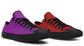 Purple And Red Mismatched Low Tops - Offbeat Sweetie