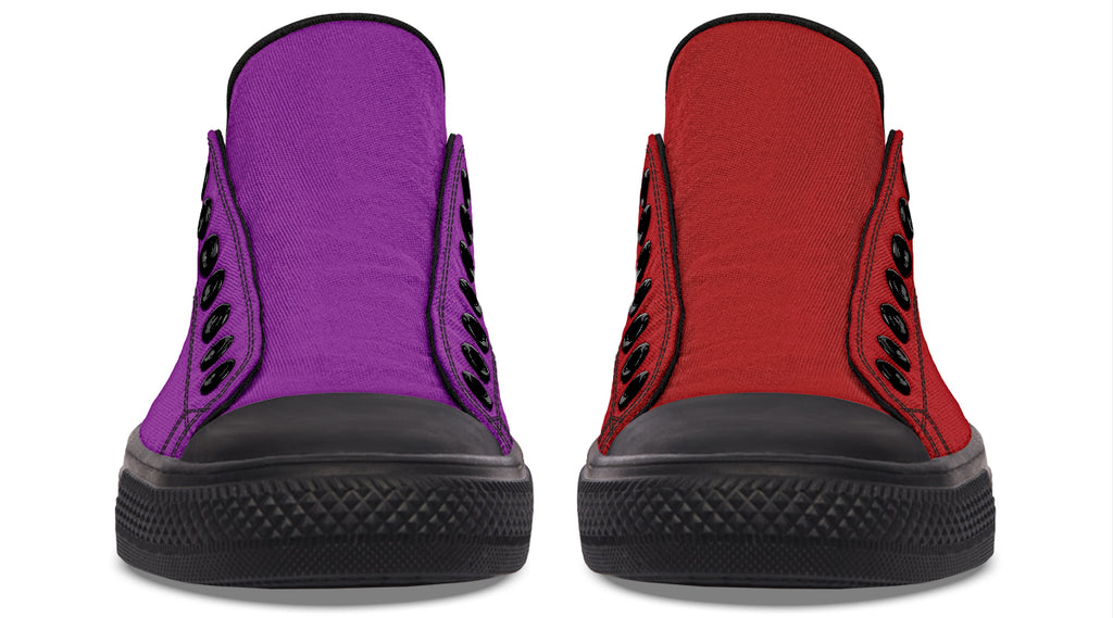 Purple And Red Mismatched Low Tops (Wide)