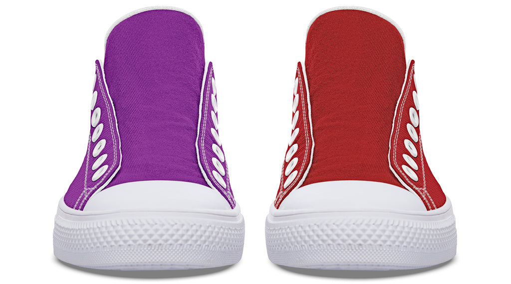 Purple And Red Mismatched Low Tops (Wide)