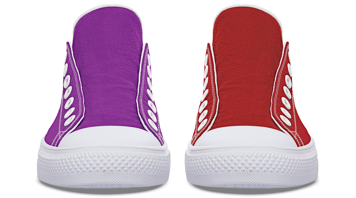 Purple And Red Mismatched Low Tops (Wide)