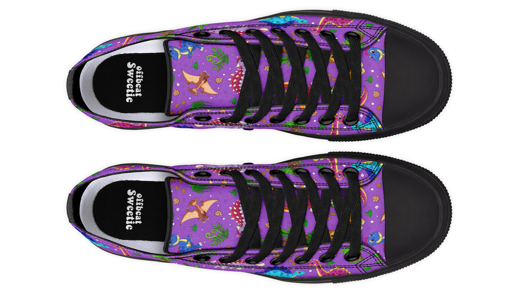 Purple Baby Dinos Low Tops - Offbeat Sweetie