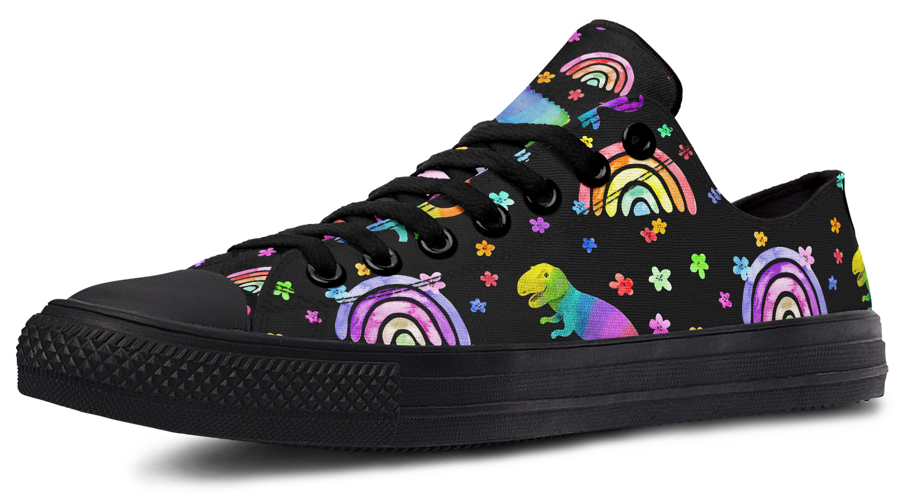 Rainbow Dinos Low Tops - Offbeat Sweetie