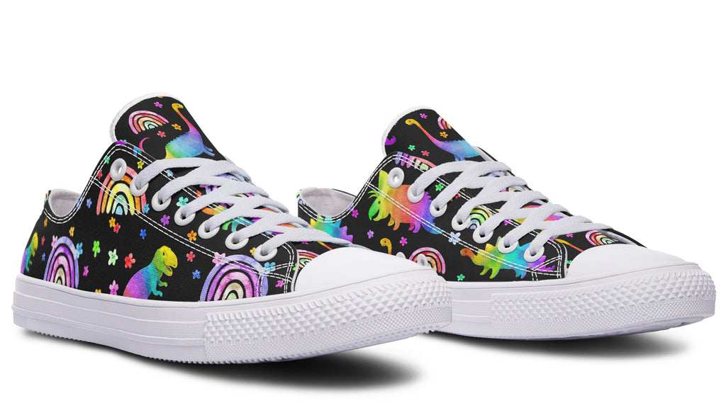 Rainbow Dinos Low Tops - Offbeat Sweetie