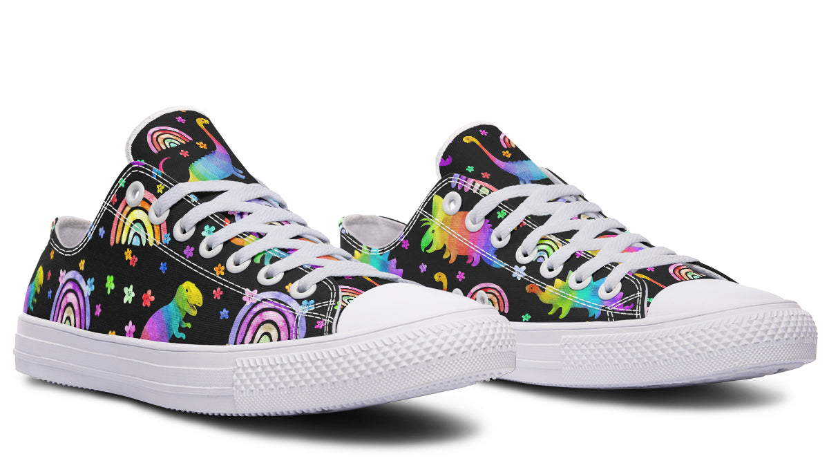 Rainbow Dinos Low Tops - Offbeat Sweetie