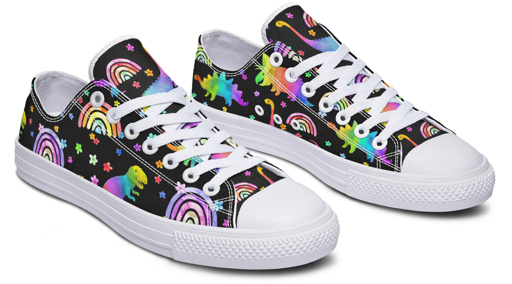 Rainbow Dinos Low Tops - Offbeat Sweetie