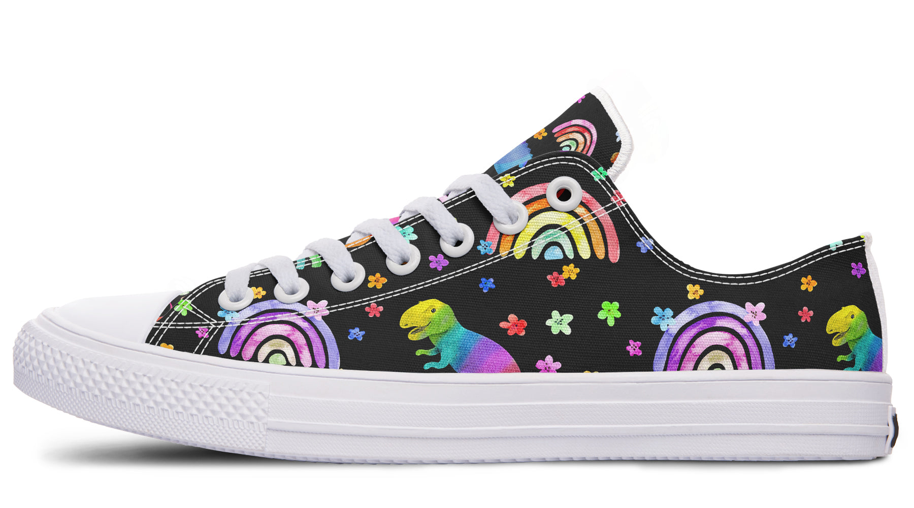 Rainbow Dinos Low Tops - Offbeat Sweetie
