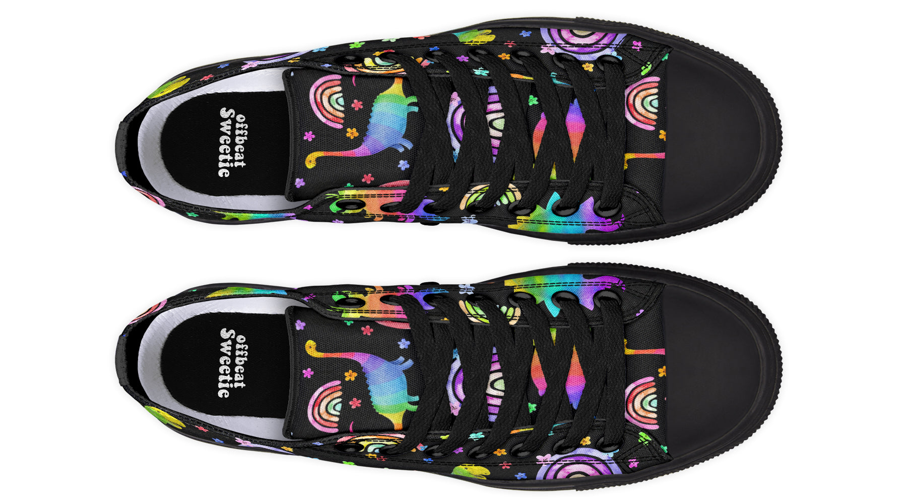 Rainbow Dinos Low Tops - Offbeat Sweetie