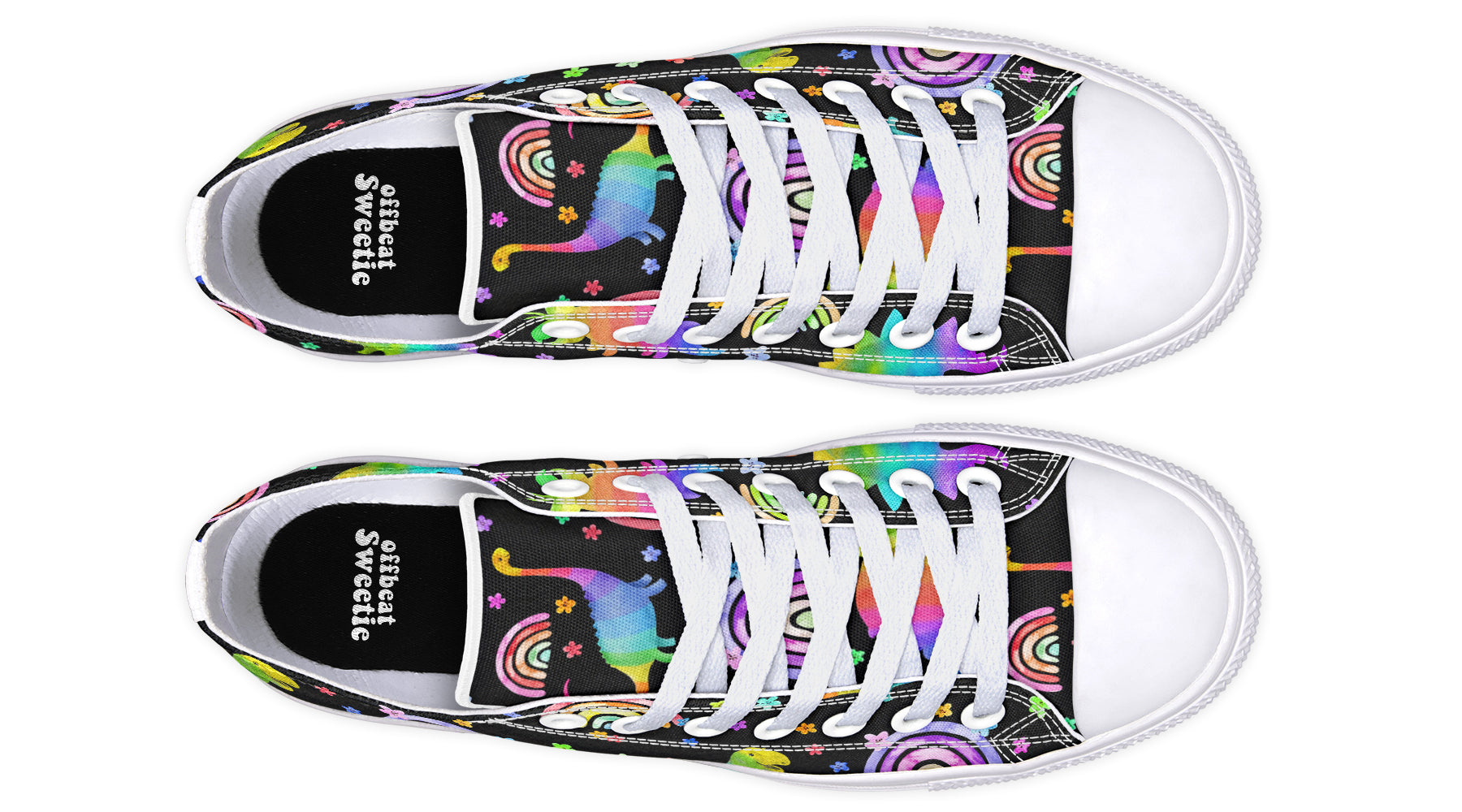 Rainbow Dinos Low Tops - Offbeat Sweetie