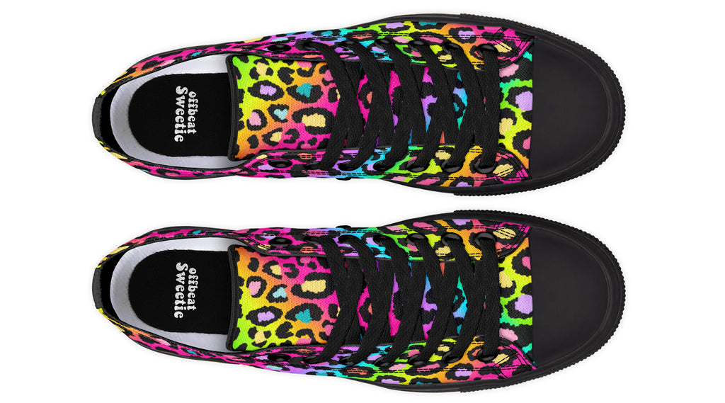 Rainbow Leopard Low Tops - Offbeat Sweetie