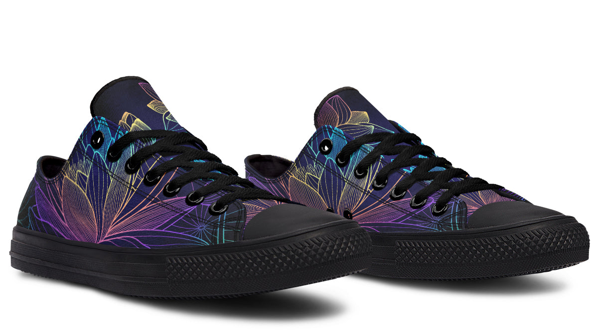 Rainbow Lotus Flowers Low Tops (Wide)