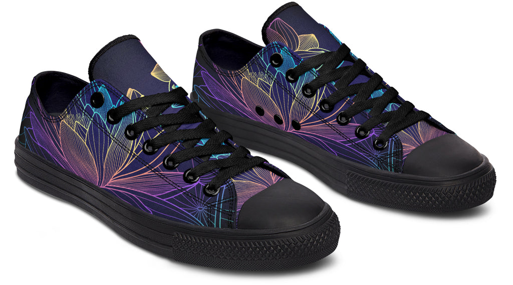 Rainbow Lotus Flowers Low Tops (Wide)
