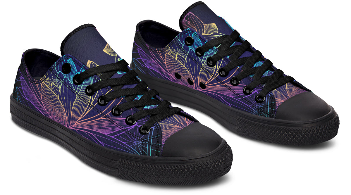 Rainbow Lotus Flowers Low Tops (Wide)