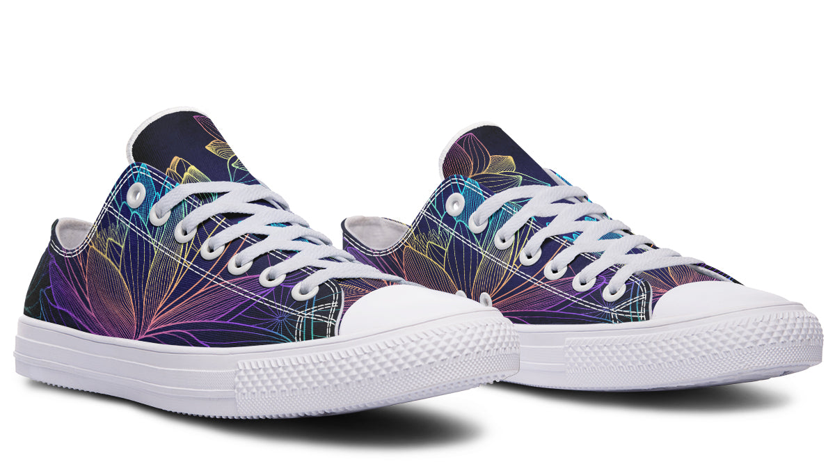 Rainbow Lotus Flowers Low Tops (Wide)