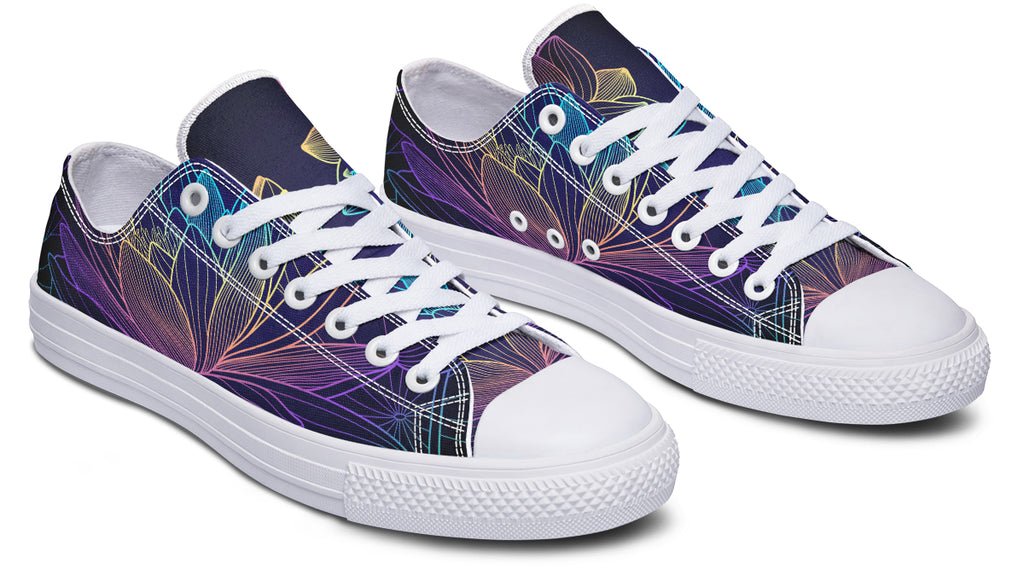 Rainbow Lotus Flowers Low Tops (Wide)
