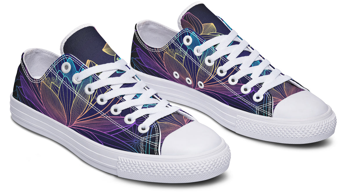 Rainbow Lotus Flowers Low Tops (Wide)