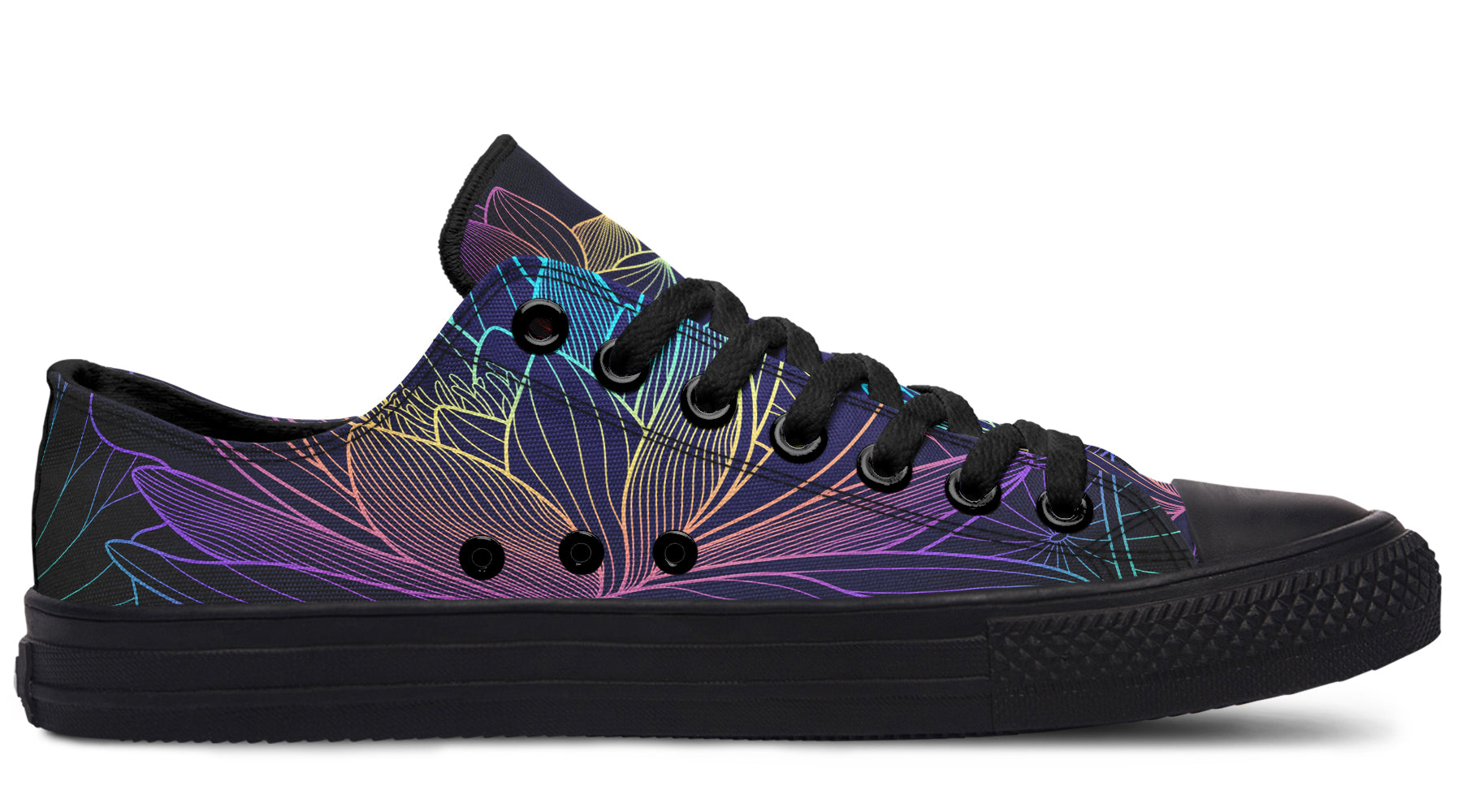 Rainbow Lotus Flowers Low Tops (Wide)