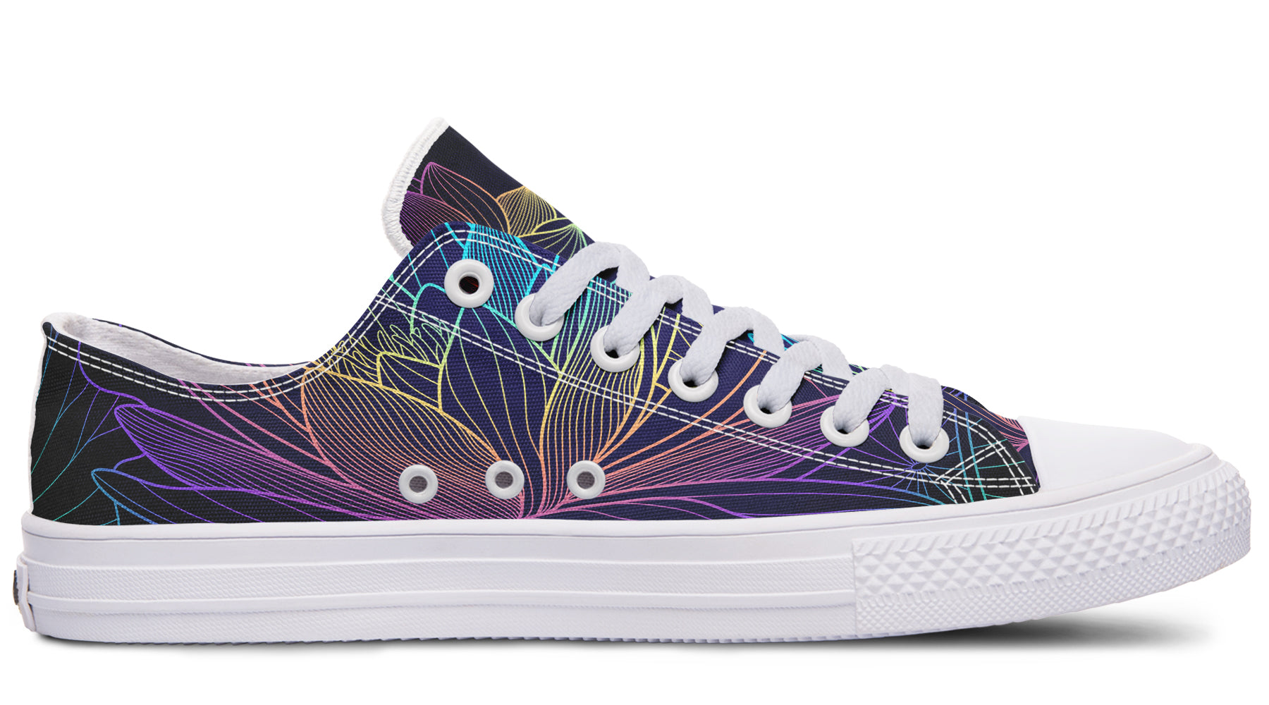 Rainbow Lotus Flowers Low Tops (Wide)