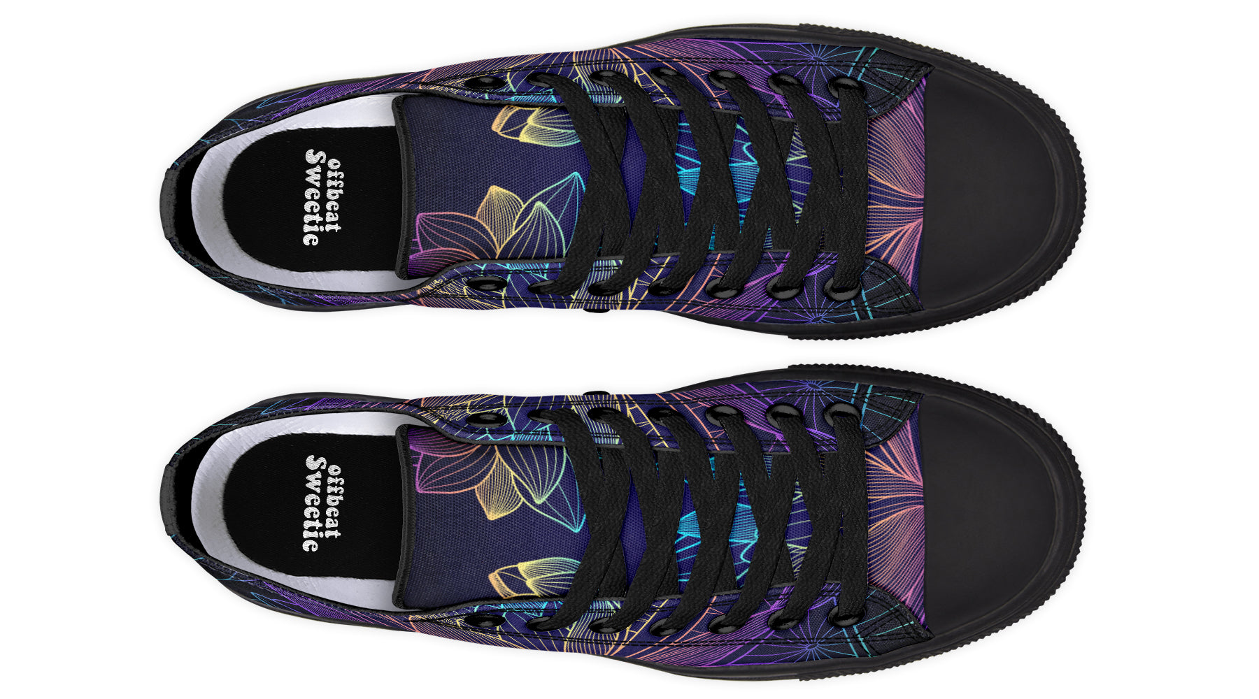 Rainbow Lotus Flowers Low Tops (Wide)