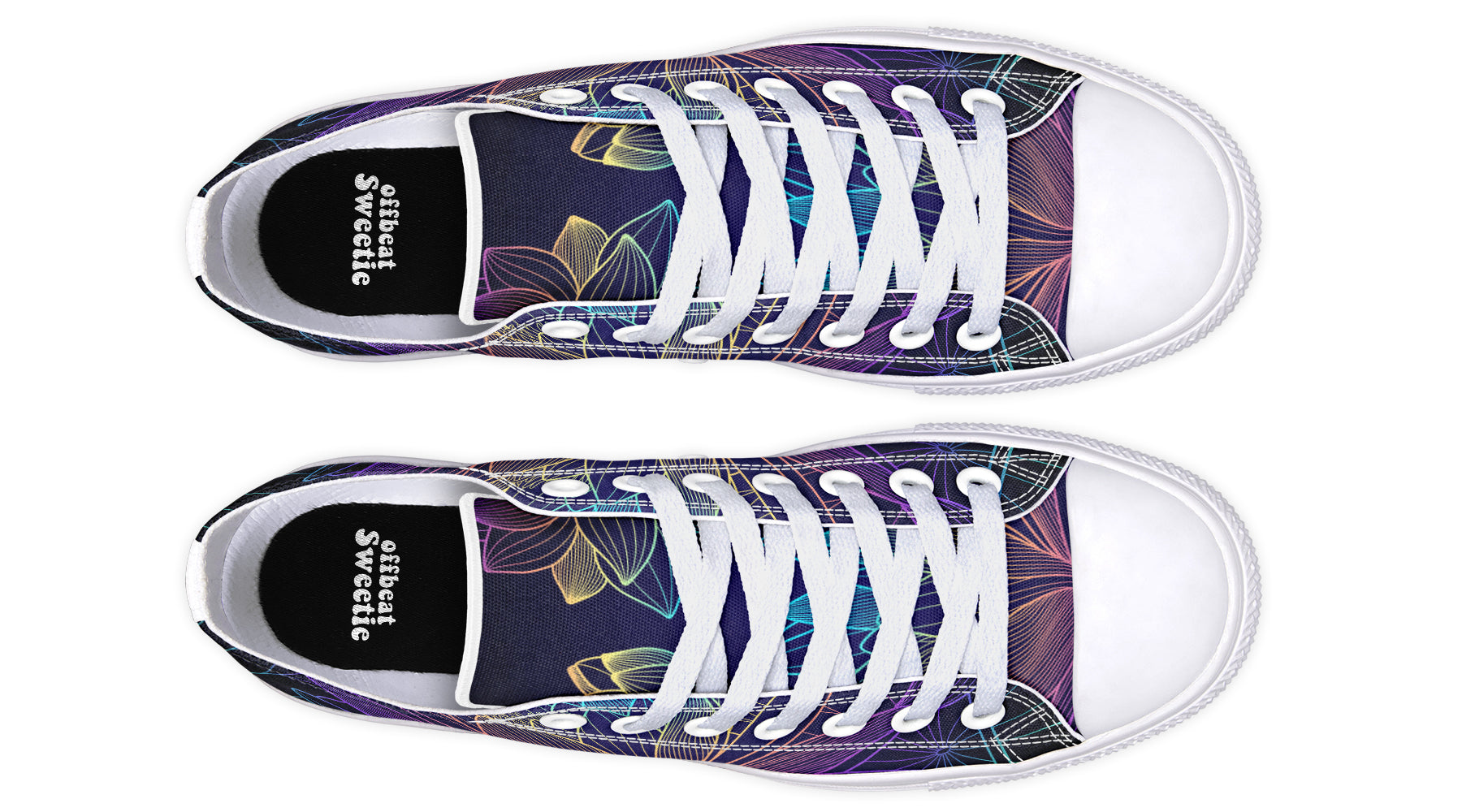Rainbow Lotus Flowers Low Tops (Wide)