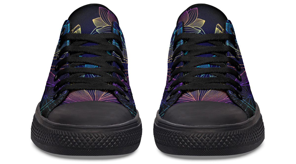 Rainbow Lotus Flowers Low Tops - Offbeat Sweetie