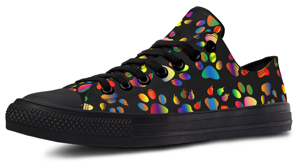 Rainbow Paw Prints Low Tops - Offbeat Sweetie