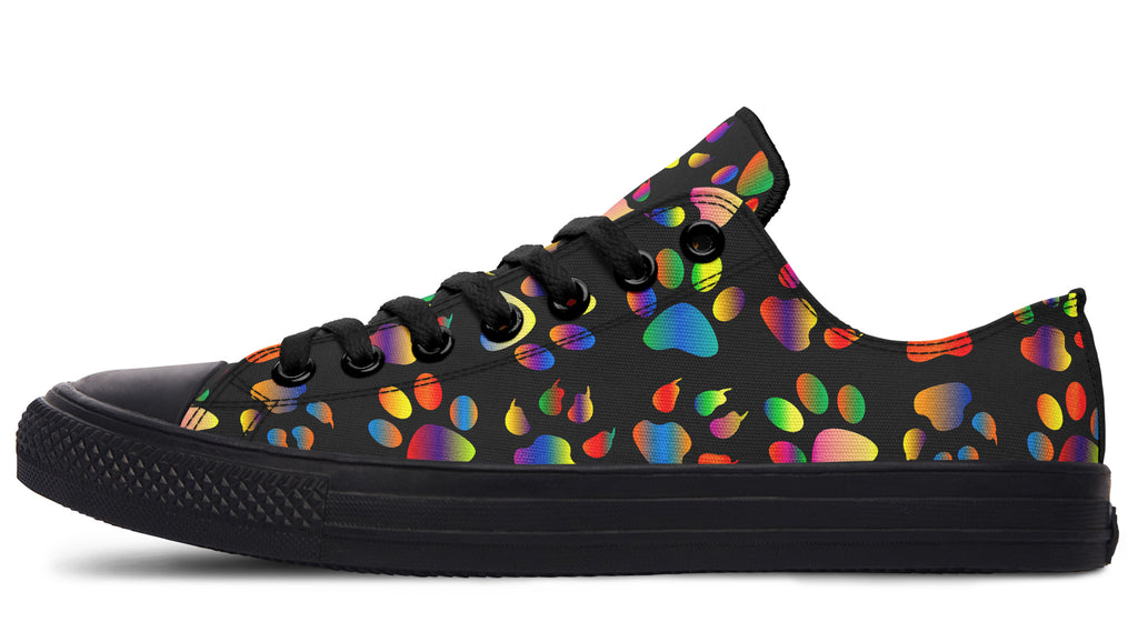 Rainbow Paw Prints Low Tops - Offbeat Sweetie