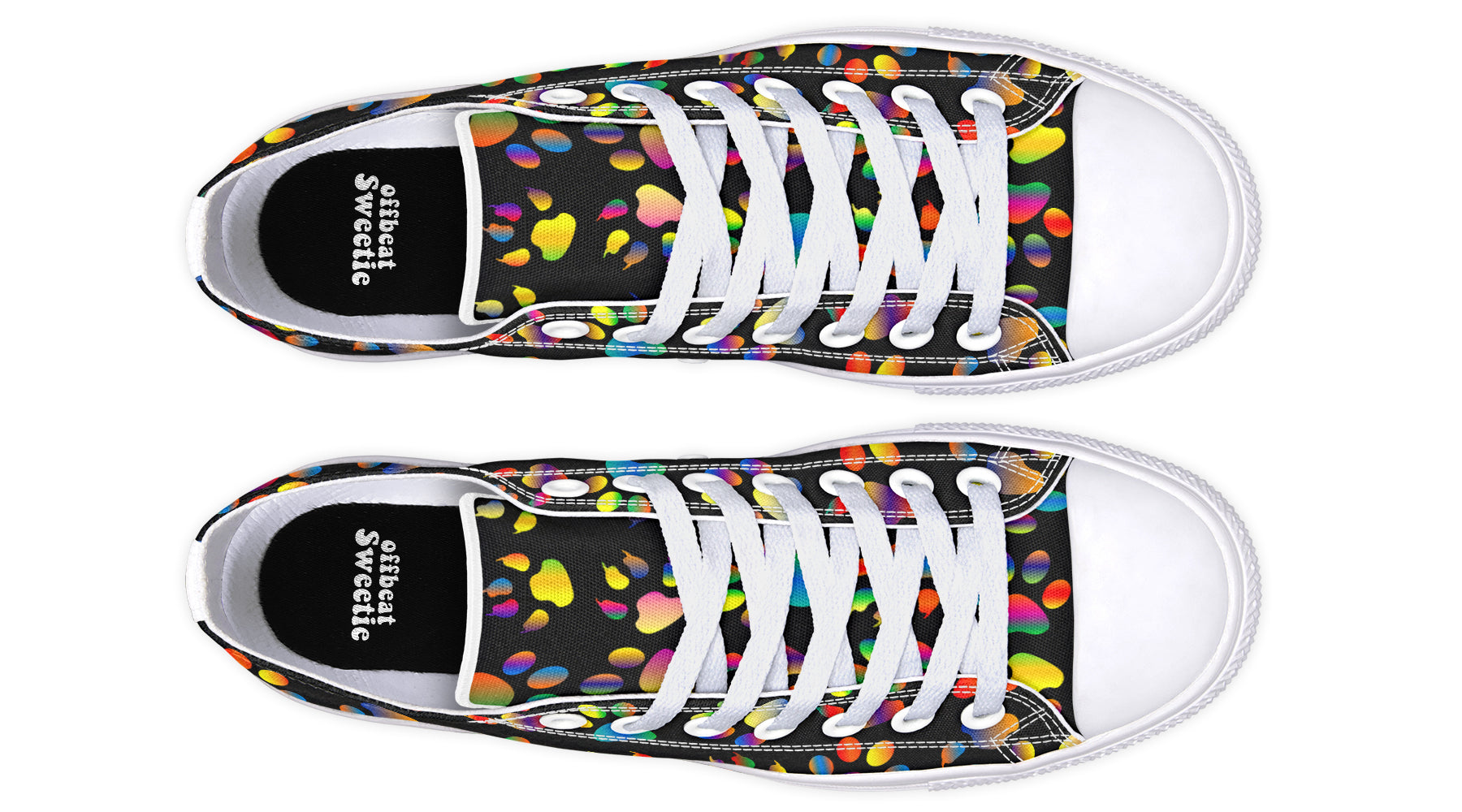 Rainbow Paw Prints Low Tops - Offbeat Sweetie