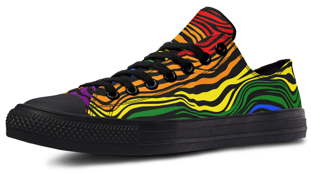 Rainbow Zebra Low Tops - Offbeat Sweetie