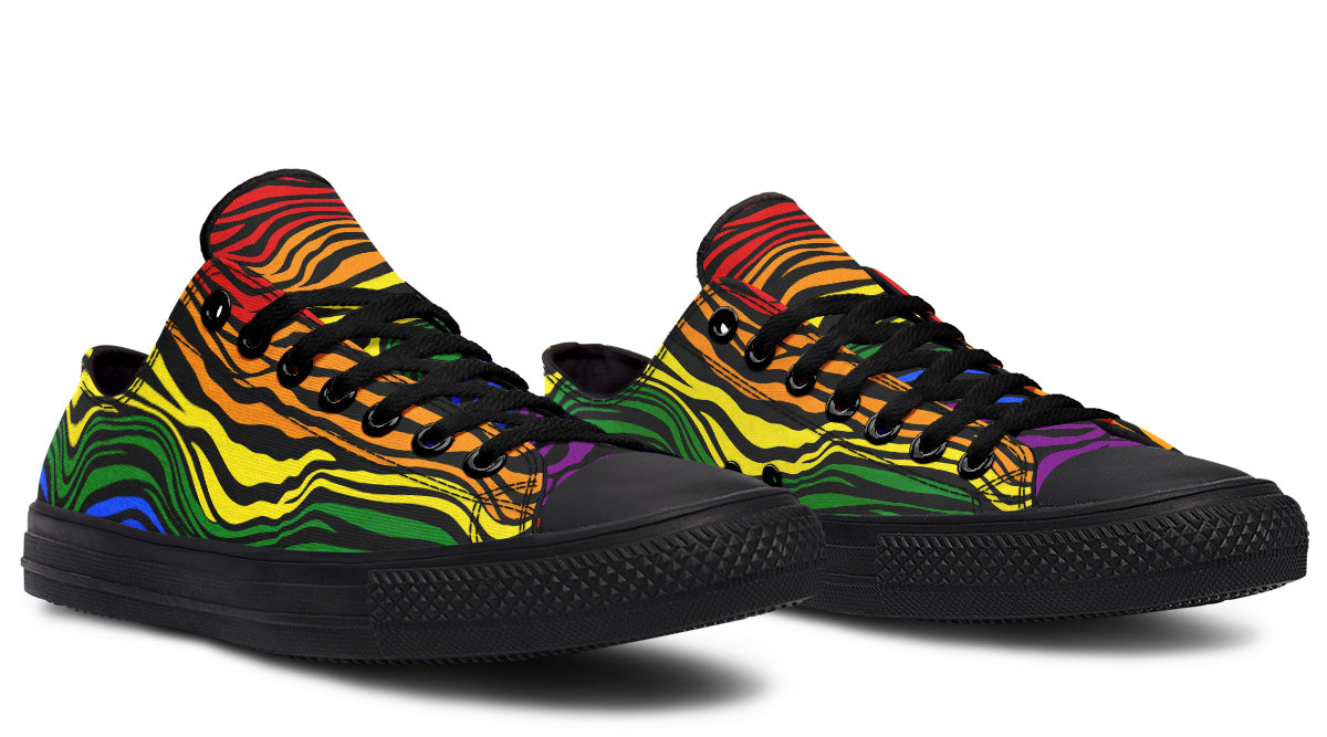 Rainbow Zebra Low Tops - Offbeat Sweetie