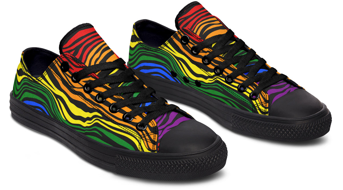 Rainbow Zebra Low Tops - Offbeat Sweetie