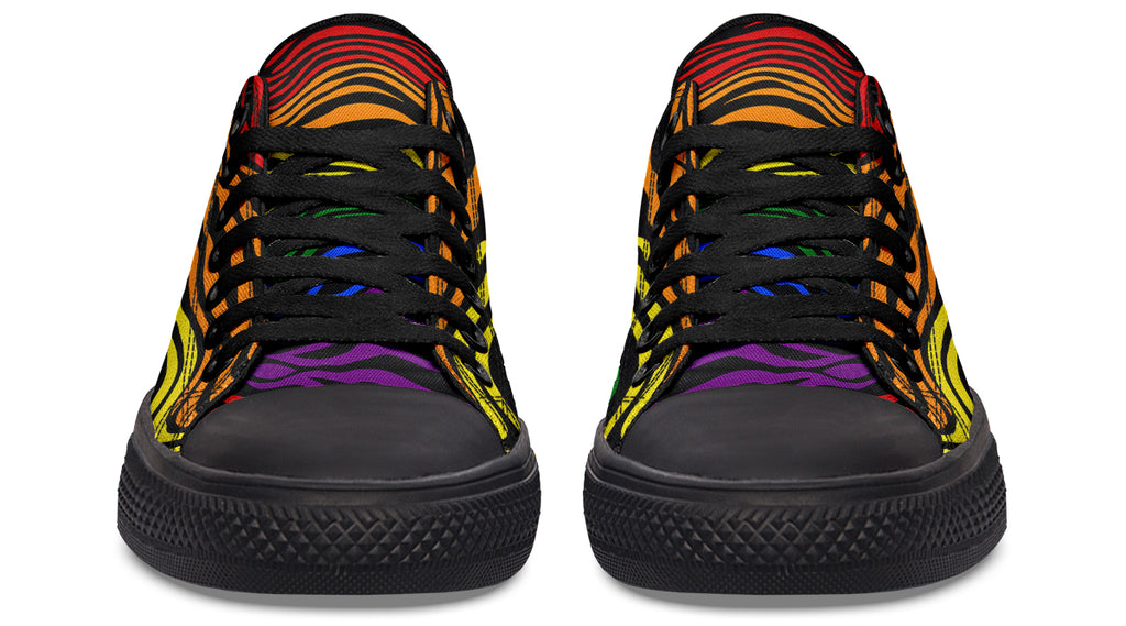 Rainbow Zebra Low Tops - Offbeat Sweetie