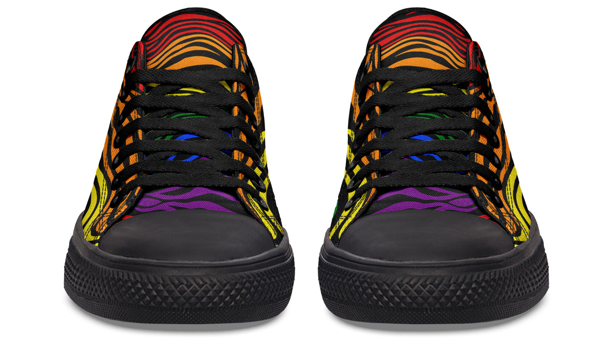 Rainbow Zebra Low Tops - Offbeat Sweetie