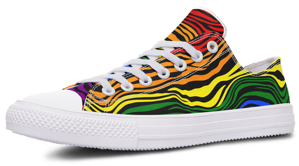 Rainbow Zebra Low Tops - Offbeat Sweetie