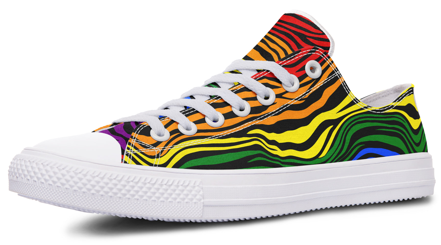 Rainbow Zebra Low Tops - Offbeat Sweetie