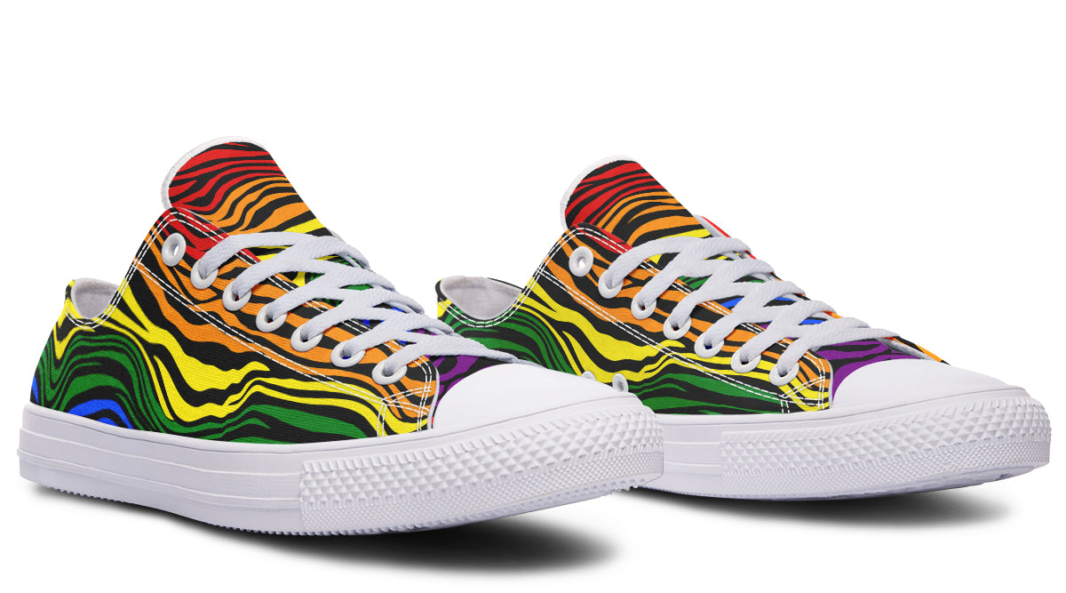 Rainbow Zebra Low Tops - Offbeat Sweetie