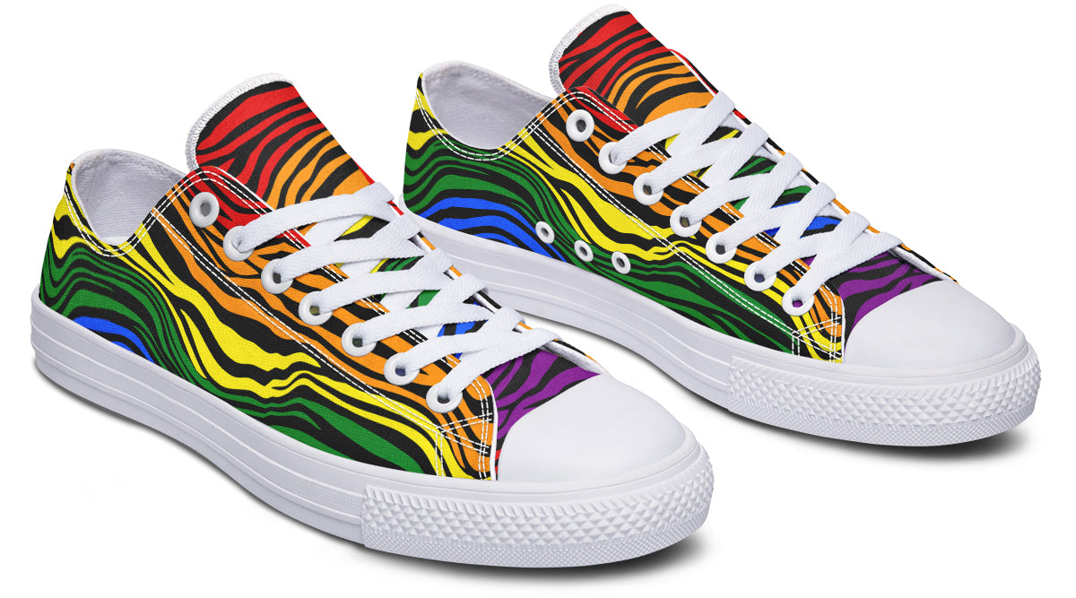Rainbow Zebra Low Tops - Offbeat Sweetie