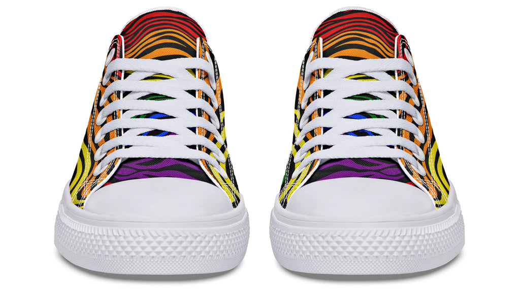 Rainbow Zebra Low Tops - Offbeat Sweetie