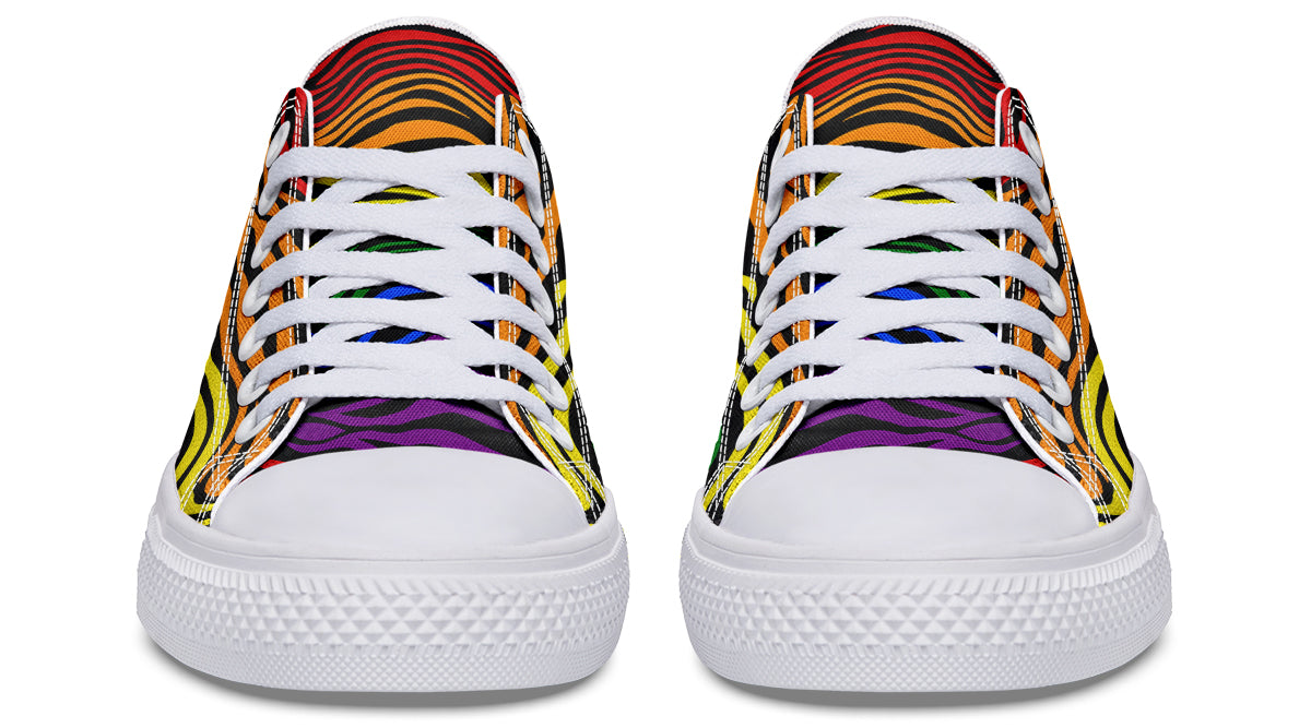 Rainbow Zebra Low Tops - Offbeat Sweetie