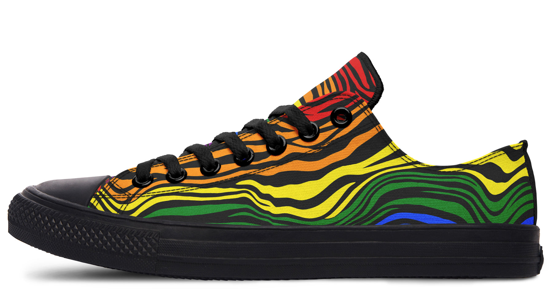 Rainbow Zebra Low Tops - Offbeat Sweetie
