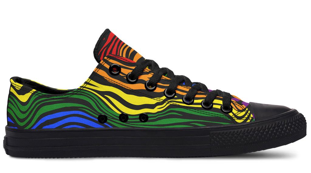 Rainbow Zebra Low Tops - Offbeat Sweetie