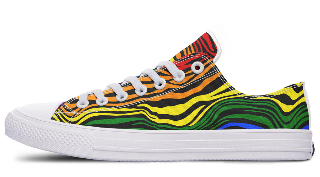 Rainbow Zebra Low Tops - Offbeat Sweetie