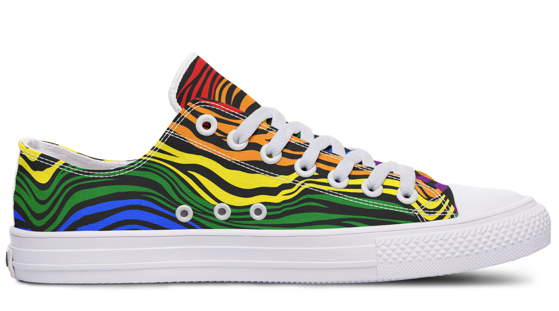 Rainbow Zebra Low Tops - Offbeat Sweetie